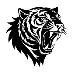 Tiger silhouette  Roaring Vector Illustration