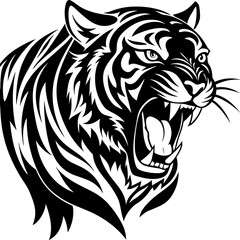 Tiger silhouette  Roaring Vector Illustration