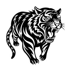 Tiger silhouette  Roaring Vector Illustration