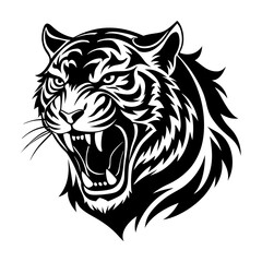 Tiger silhouette  Roaring Vector Illustration