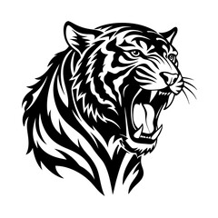 Tiger silhouette  Roaring Vector Illustration