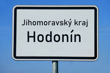 Ortsschild Jihomoravský kraj Hodonín