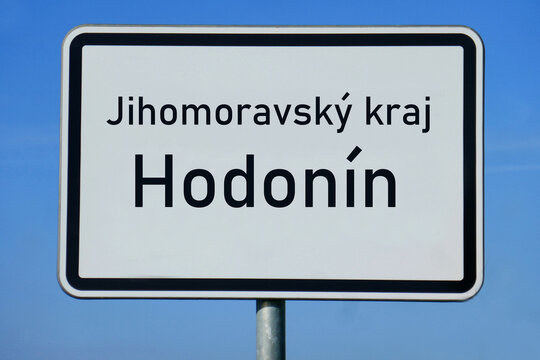 Ortsschild Jihomoravsk&yacute; kraj Hodon&iacute;n