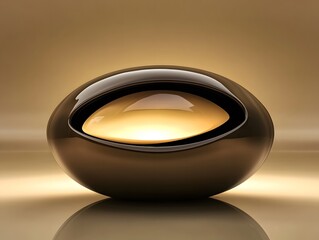 Abstract Brown Glossy Oval Shape with Glowing Inner Light