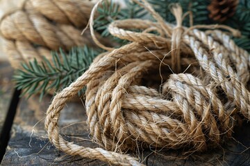Jute rope 2025 numbers, nautical cord new year greeting card, eco vintage celebrate banner, natural thread