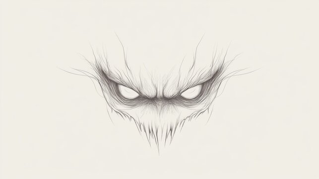 Monochrome sketch of a menacing, shadowy creature face.