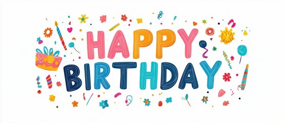 Happy Birthday! Celebrate with colorful confetti and festive decorations.