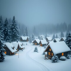Village in the snow
