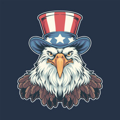 eagle wearing american hat vector illustration