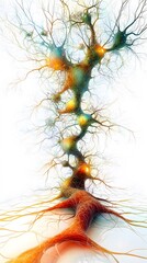 Obraz premium Neurons, Nerve Cells, Neural Networks, Human Cells, Abstract Image, Texture, Pattern Background, Wallpaper, Cover and Screen of Smartphone, PC, Laptop