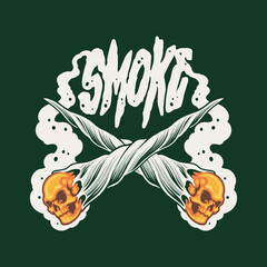 skul burning smoke weed vector illustration