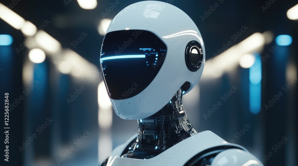 Aufkleber futuristic humanoid robot showcasing advanced ai and machine learning technology in a modern digital
