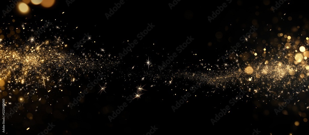 Aufkleber new year fireworks display with glowing sparks and black background for text insertion