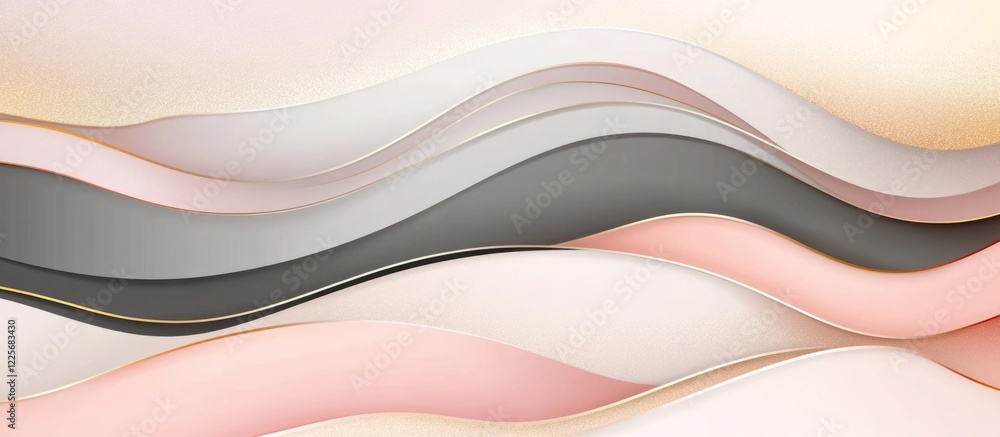 Aufkleber abstract wavy layers background in light pink gray gold and white gradient ideal for text overlay an
