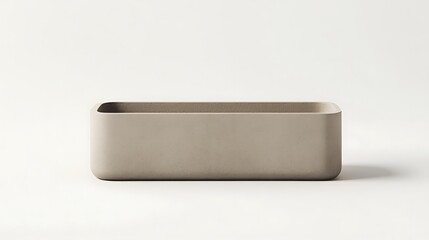 A minimalist rectangular pot with clean edges and neutral tones
