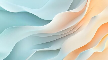 Obraz premium Elegant abstract wave pattern in pale blue and peach hues creating a soft luxurious atmosphere ideal for spring and summer designs.