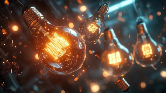 Futuristic Light Bulbs Interacting with Metallic Elements in a Dynamic Electric Environment