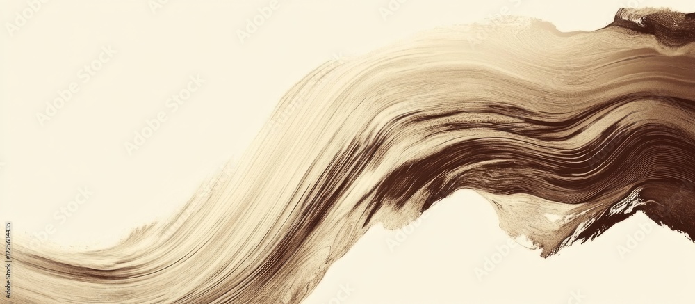 Aufkleber abstract wave design background with fluid brush strokes and space for text in warm neutral tones