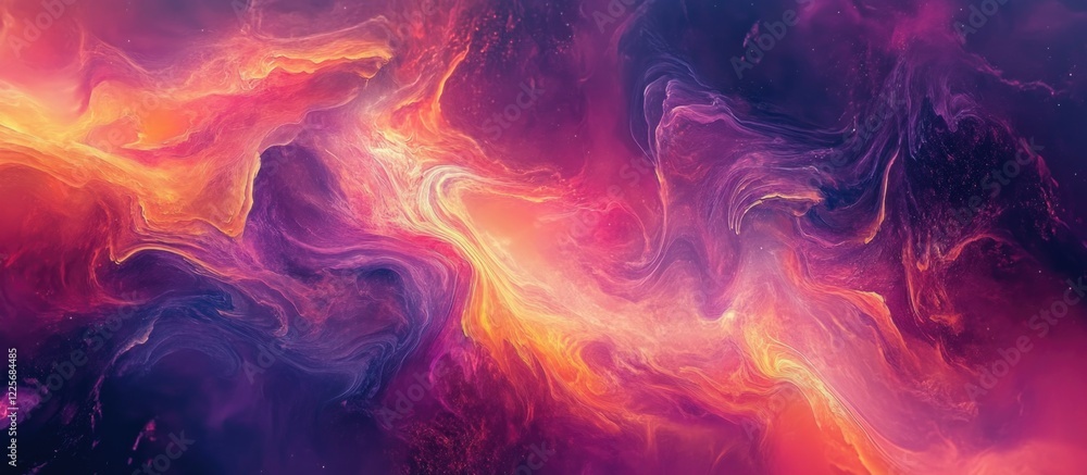 Poster Vibrant Abstract Wave Design with Flowing Colors and Empty Space for Custom Text Usage