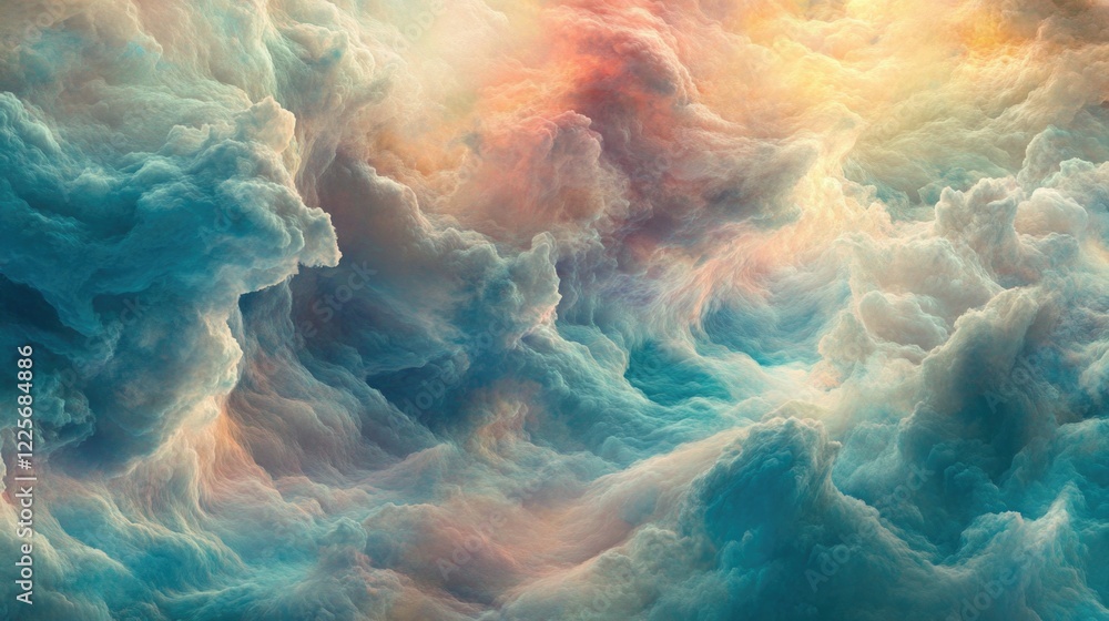 Poster dreamlike pastel clouds create a serene abstract backdrop with soft hues and ethereal textures for a