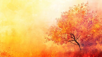 Vibrant Autumn Trees with Artistic Layers and Empty Copyspace for Text in Warm Golden Colors