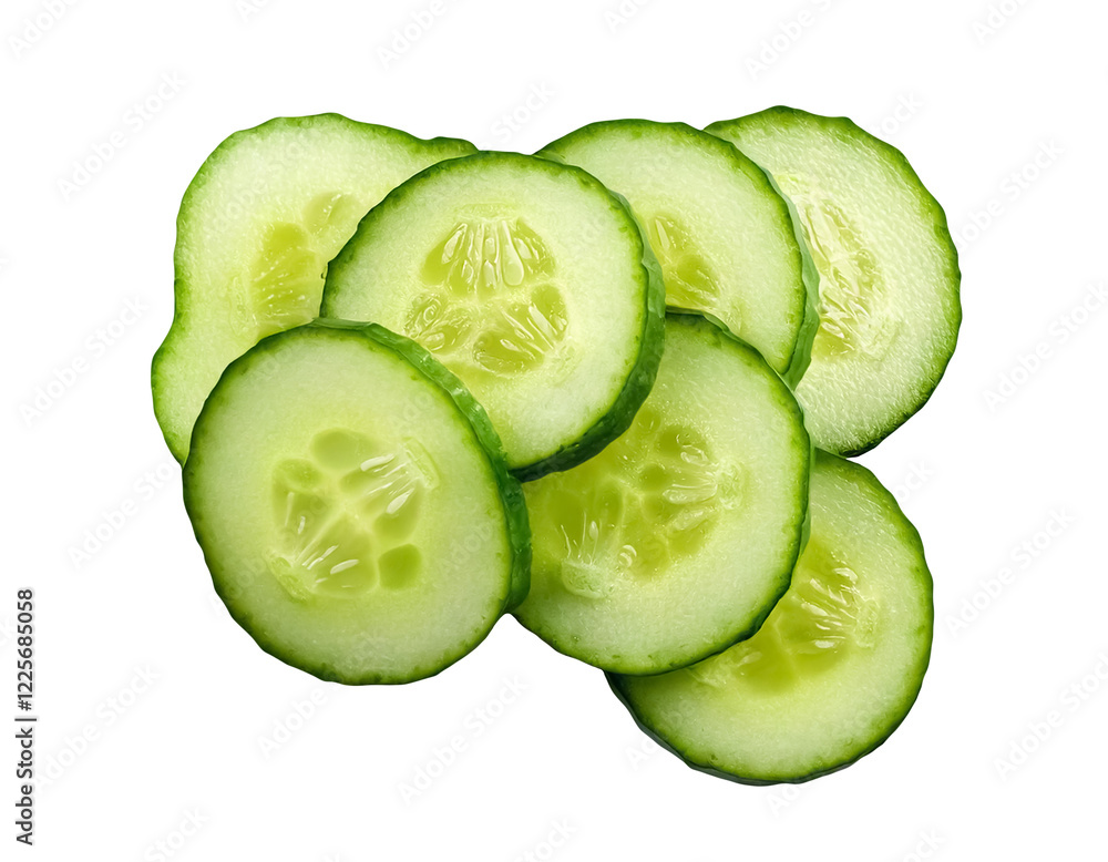 Aufkleber cucumber slices isolated on transparent background