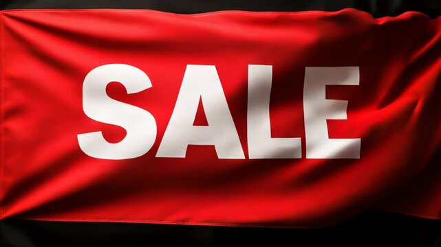 Red banner with folds and the inscription Sale