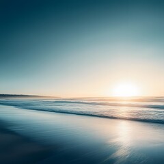 Fototapeta premium Serene Sunrise Beach: Ocean Waves at Dawn