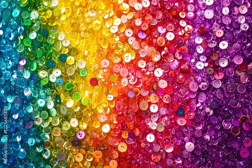 Poster colorful buttons arranged in a rainbow gradient pattern