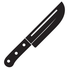 Minimalist Knife Silhouette Cutting Tool Icon on Transparent Background