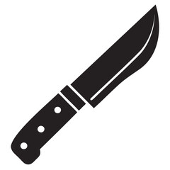 Minimalist Knife Silhouette Cutting Tool Icon on Transparent Background
