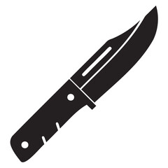 Minimalist Knife Silhouette Cutting Tool Icon on Transparent Background