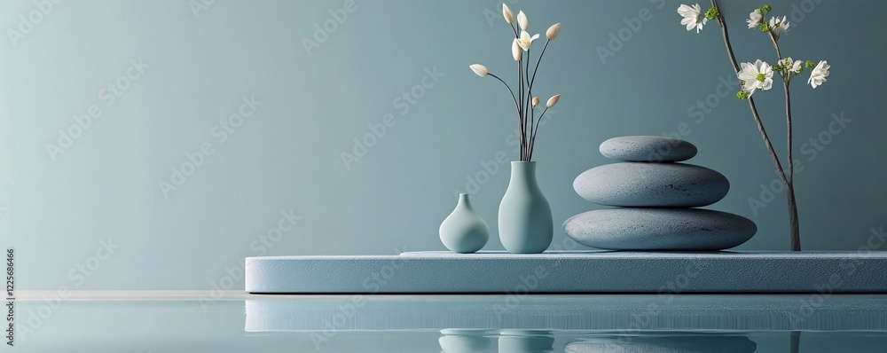 Aufkleber Serene spa composition with stacked stones and vases creating a relaxing atmosphere