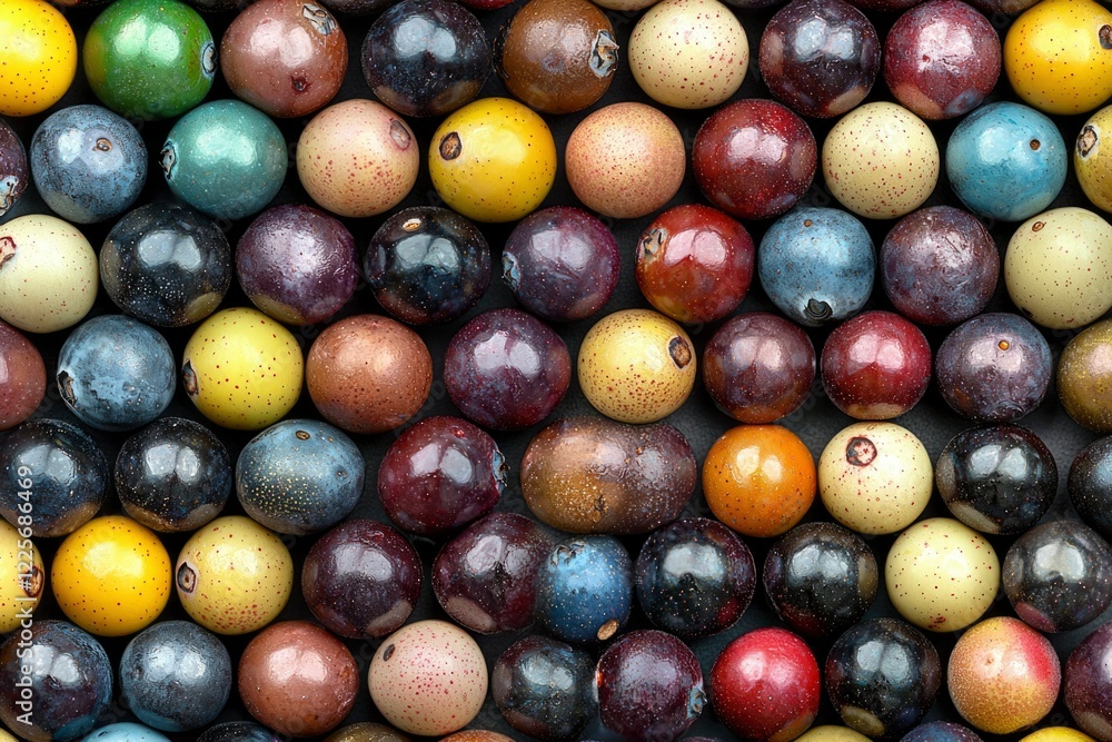 Poster colorful round objects arranged in a dense pattern