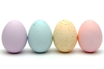 Easter eggs pastel color on white background.