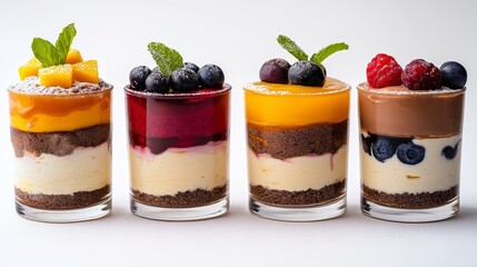 Delicious dessert cups featuring layers of fruit and cream at a bakery