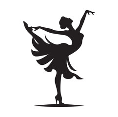 Cancan dancer pose silhouette vector illustration
