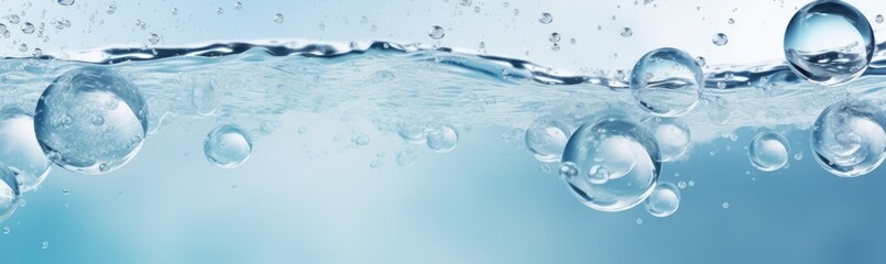 Bubbles ascend gracefully through clear water, creating a tranquil atmosphere. The soothing blue background enhances the calming effect of this underwater phenomenon