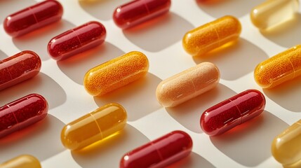 Colorful capsules arranged neatly on a surface during daylight hours