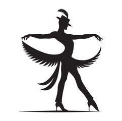 Cancan dancer pose silhouette vector illustration