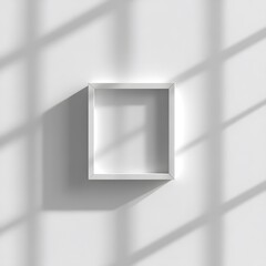 Empty White Frame on Wall with Light Shadows Mockup
