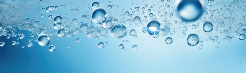 Bubbles ascend gracefully through clear water, creating a tranquil atmosphere. The soothing blue background enhances the calming effect of this underwater phenomenon