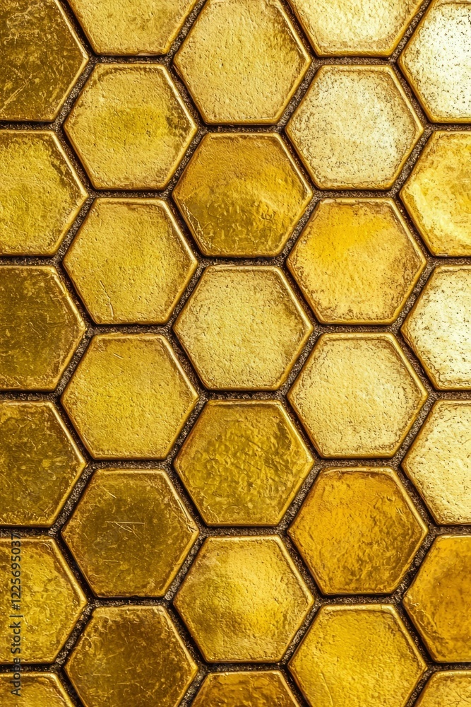 Poster golden hexagonal tiles pattern background