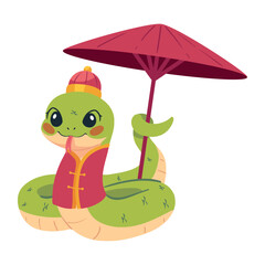 Green Snake with Red Umbrella