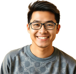 Fototapeta premium Happy young Asian man isolated on transparent background