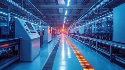 Fototapeta premium An electronics manufacturing plant with circuit boards being assembled, highlighting the precision and technology in tech production 