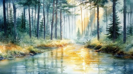 A dreamlike watercolor enchanted island