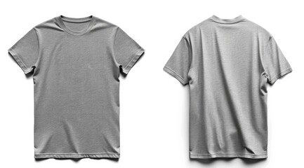 Front and back view of heather grey t-shirt for e-commerce mockup
