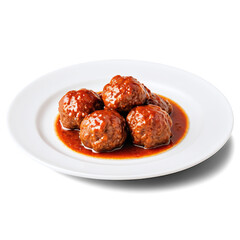 sweditsh meatballs on a plate isolated on transparent background