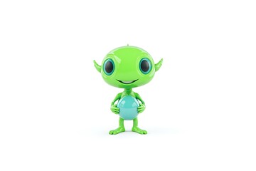 Obraz premium friendly blue alien holding glowing orb smiling isolated white background